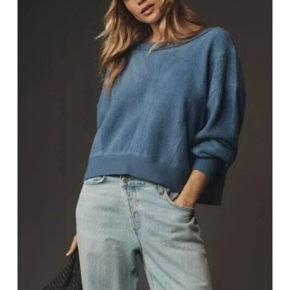 Daily Practice by Anthropologie Tops - Daily Practice Anthropologie Blue Open‎ cross Back Fleece Sweatshirt Small NWT